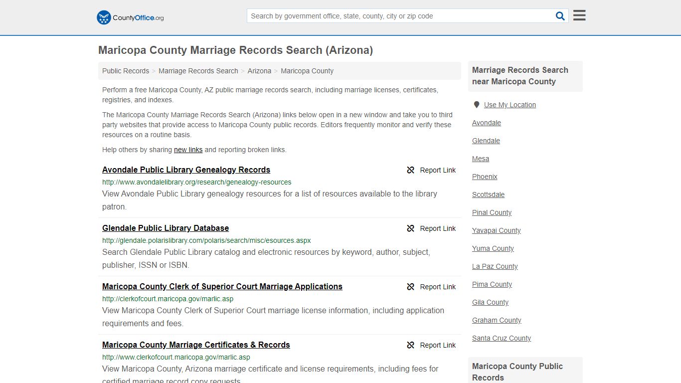 Maricopa County Marriage Records Search (Arizona) - County Office